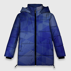 Куртка зимняя женская Абстрактные синие прямоугольные фигуры, цвет: 3D-красный