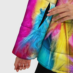 Куртка зимняя женская Яркие разноцветные перья, цвет: 3D-красный — фото 2