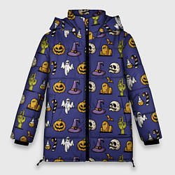 Куртка зимняя женская Halloween pattern, цвет: 3D-черный