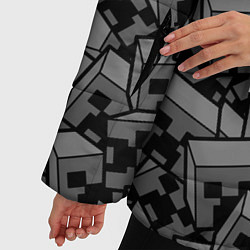 Куртка зимняя женская Головы криперов - Майнкрафт - ЧБ, цвет: 3D-светло-серый — фото 2