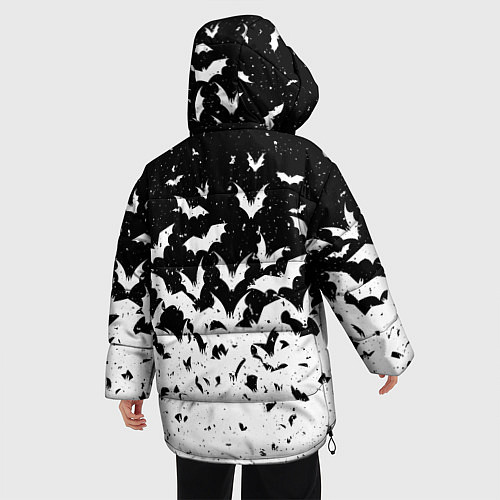 Женская зимняя куртка Black and white bat pattern / 3D-Светло-серый – фото 4