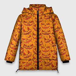 Куртка зимняя женская Halloween Pumpkin Pattern, цвет: 3D-черный