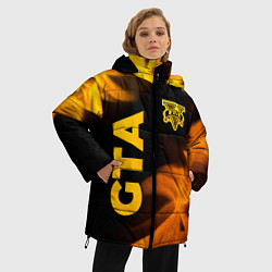 Куртка зимняя женская GTA - gold gradient: надпись, символ, цвет: 3D-черный — фото 2