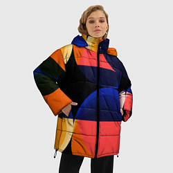 Куртка зимняя женская Абстрактные круги и полупрозрачные фигуры, цвет: 3D-светло-серый — фото 2