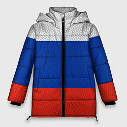 Куртка зимняя женская Триколор - флаг России плетёный, цвет: 3D-красный