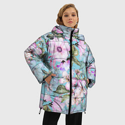 Куртка зимняя женская Яблоня в цвету акварель, цвет: 3D-красный — фото 2