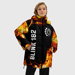 Куртка зимняя женская Blink 182 и пылающий огонь, цвет: 3D-черный — фото 2