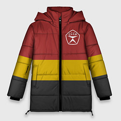 Куртка зимняя женская СССР знак качества цветные полосы, цвет: 3D-красный