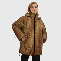 Куртка зимняя женская Деревянная текстура, цвет: 3D-черный — фото 2