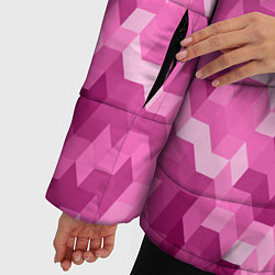 Куртка зимняя женская Яркий малиново-розовый геометрический узор, цвет: 3D-светло-серый — фото 2