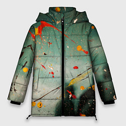 Куртка зимняя женская Светло-зелёный фон и разные краски, цвет: 3D-красный
