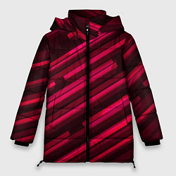Куртка зимняя женская Красное на черном объемная диагональ, цвет: 3D-красный