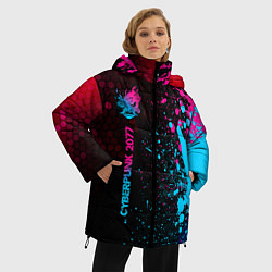 Куртка зимняя женская Cyberpunk 2077 - neon gradient: по-вертикали, цвет: 3D-черный — фото 2