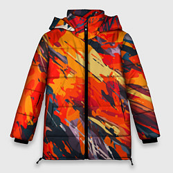Куртка зимняя женская Оранжевые кляксы, цвет: 3D-светло-серый