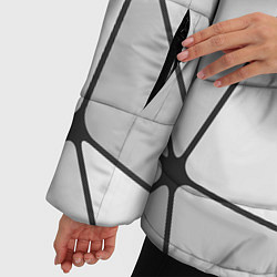 Куртка зимняя женская Геометрические линии на сером фоне, цвет: 3D-светло-серый — фото 2