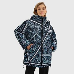 Куртка зимняя женская Абстрактное множество технологичных связей, цвет: 3D-красный — фото 2