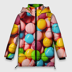Куртка зимняя женская Много ярких конфет, цвет: 3D-черный