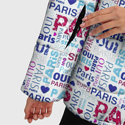 Куртка зимняя женская Парижская бумага с надписями - текстура, цвет: 3D-красный — фото 2