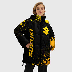 Куртка зимняя женская Suzuki - gold gradient: надпись, символ, цвет: 3D-черный — фото 2