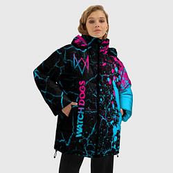 Куртка зимняя женская Watch Dogs - neon gradient: по-вертикали, цвет: 3D-черный — фото 2
