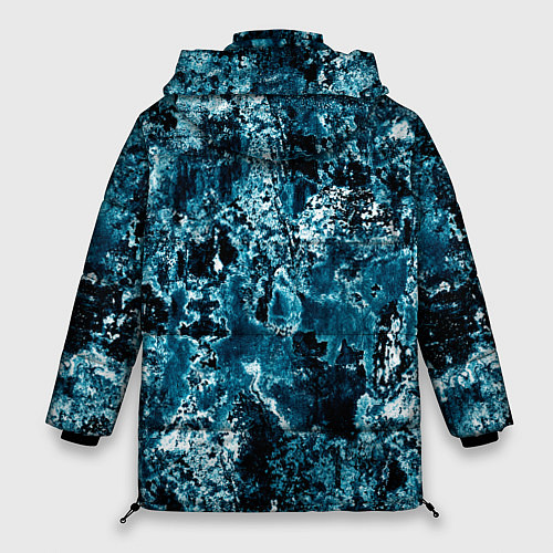 Женская зимняя куртка Гранж - абстрактные синие разводы / 3D-Светло-серый – фото 2