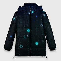 Куртка зимняя женская Неоновый дождик из снежинок, цвет: 3D-черный