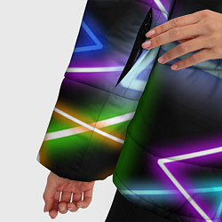 Куртка зимняя женская Неоновые треугольники - текстура, цвет: 3D-светло-серый — фото 2