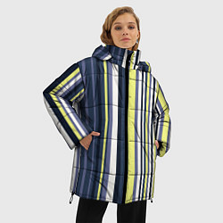 Куртка зимняя женская Абстрактные разноцветные линии, цвет: 3D-светло-серый — фото 2