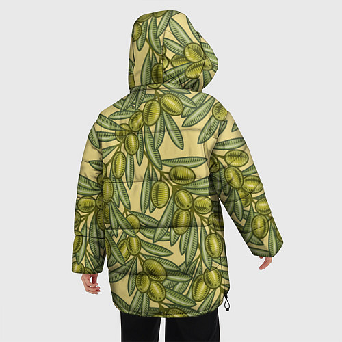 Женская зимняя куртка Винтажные ветви оливок / 3D-Красный – фото 4