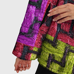 Куртка зимняя женская Грубая вязка - цветная клетка - fashion 2044, цвет: 3D-черный — фото 2