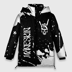 Куртка зимняя женская Maneskin и рок символ на темном фоне, цвет: 3D-черный