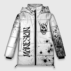 Куртка зимняя женская Maneskin и рок символ на светлом фоне, цвет: 3D-черный