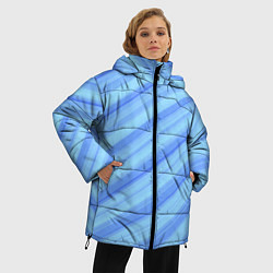 Куртка зимняя женская Сине-голубые полосы абстракция, цвет: 3D-черный — фото 2