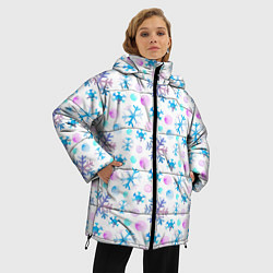 Куртка зимняя женская Снежинки - новый год, цвет: 3D-светло-серый — фото 2