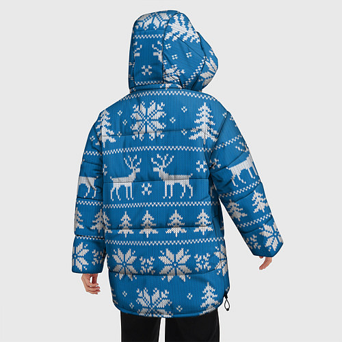 Женская зимняя куртка Рождественский синий свитер с оленями / 3D-Красный – фото 4