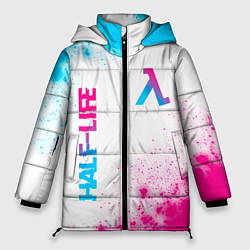 Куртка зимняя женская Half-Life neon gradient style: надпись, символ, цвет: 3D-черный