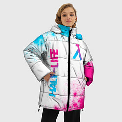 Куртка зимняя женская Half-Life neon gradient style: надпись, символ, цвет: 3D-черный — фото 2