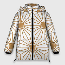 Куртка зимняя женская Золотой паттерн на белом фоне, цвет: 3D-светло-серый