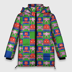 Куртка зимняя женская Пиксельный рисунок поп арт, цвет: 3D-светло-серый