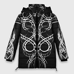 Куртка зимняя женская Татуировки на карбоне по всему телу, цвет: 3D-черный