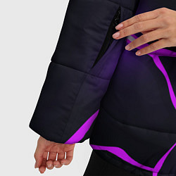 Куртка зимняя женская Фиолетовые неоновые трещины, цвет: 3D-черный — фото 2
