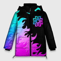 Куртка зимняя женская Breaking Benjamin неоновый огонь, цвет: 3D-черный