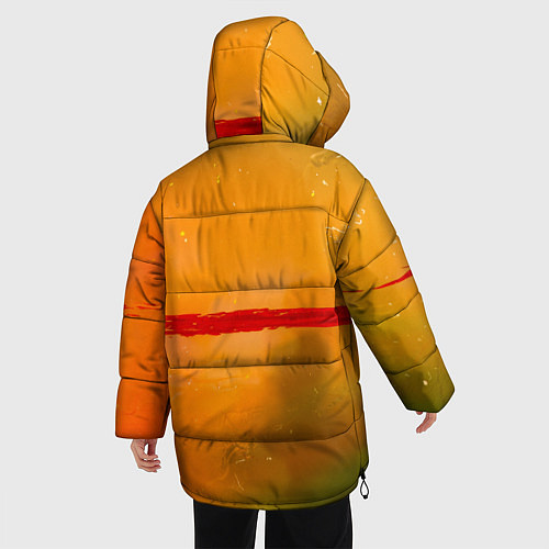 Женская зимняя куртка Оранжевый туман и красная краска / 3D-Красный – фото 4