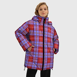Куртка зимняя женская Ткань Шотландка красно-синяя, цвет: 3D-красный — фото 2