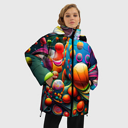 Куртка зимняя женская Абстрактные космические шары, цвет: 3D-светло-серый — фото 2