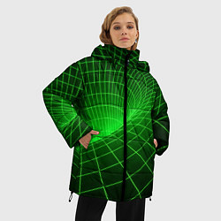 Куртка зимняя женская Зелёная неоновая чёрная дыра, цвет: 3D-черный — фото 2