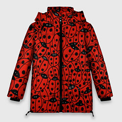 Куртка зимняя женская Нашествие божьих коровок, цвет: 3D-красный