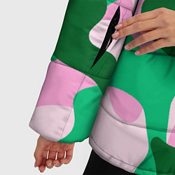 Куртка зимняя женская Абстрактные зелёно-розовые пятна, цвет: 3D-светло-серый — фото 2