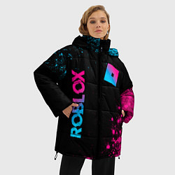Куртка зимняя женская Roblox - neon gradient: надпись, символ, цвет: 3D-черный — фото 2