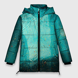 Куртка зимняя женская Сине-зелёный туман и мазки красок, цвет: 3D-черный